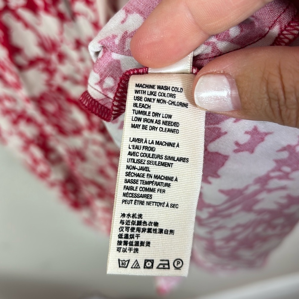 NWT Free People Red Cream Floral Deep Vneck Midi Dress size 2 - Picture 7 of 15